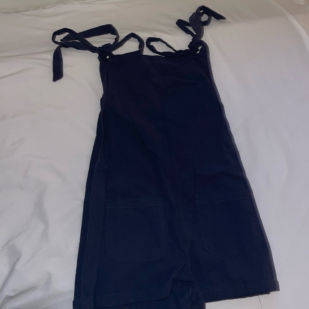Navy tie shoulder jump suit/romper